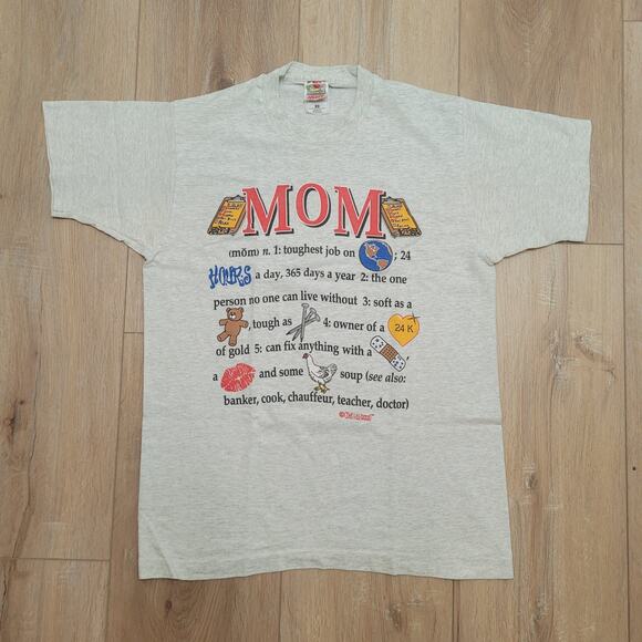 Mom T Shirt VTG 90s Womens M Single Stitch USA Made FOTL Flawed Stained - Picture 1 of 7